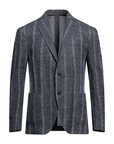LARDINI Blazer Navy blue 70% Cotton, 25% Linen, 5% Polyamide