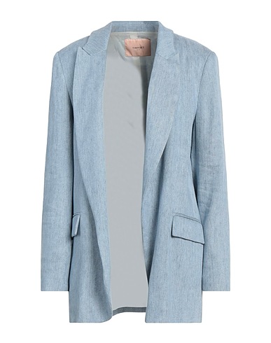 TWINSET Blazer BLU CHIARO 60% Linen, 29% Cotton, 11% Polyester