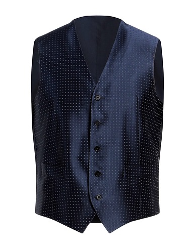 ISAIA Waistcoat Navy blue 66% Silk, 34% Cotton