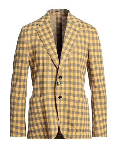 LARDINI Blazer Yellow 33% Cotton, 30% Wool, 15% Linen, 13% Polyester, 9% Polyamide