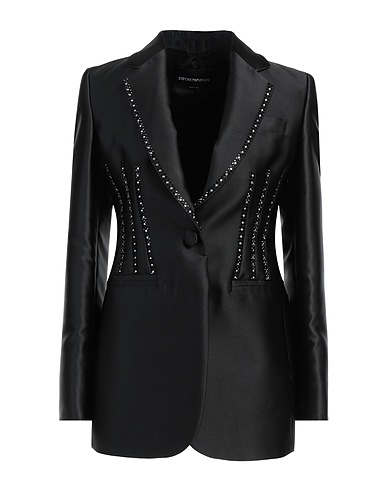 EMPORIO ARMANI Blazer Black 86% Polyester, 14% Silk, Glass