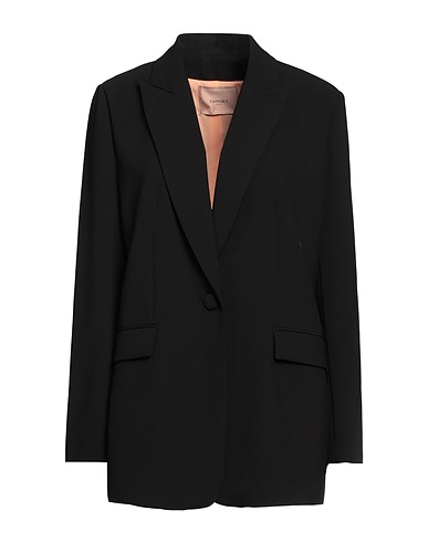 TWINSET Blazer Black 94% Polyester, 6% Elastane