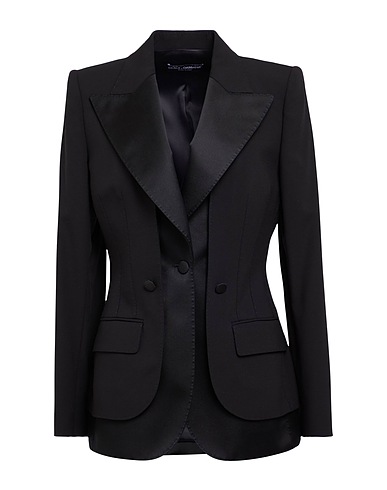 DOLCE&GABBANA Blazer Black 69% Virgin Wool, 23% Silk, 7% Polyester, 1% Elastane
