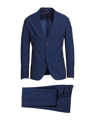 EMPORIO ARMANI Suits Navy blue 56% Virgin Wool, 44% Cotton