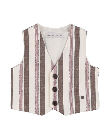 MANUEL RITZ Waistcoat Ivory 50% Linen, 30% Cotton, 20% Polyester