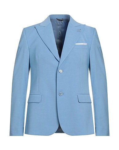 GREY DANIELE ALESSANDRINI Blazer Sky blue 70% Polyester, 28% Viscose, 2% Elastane