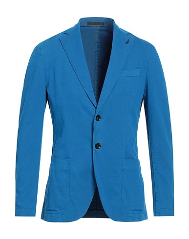 PAOLONI Blazer Bright blue 80% Cotton, 18% Polyester, 2% Elastane