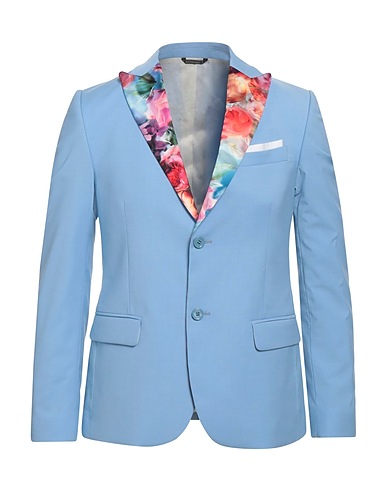GREY DANIELE ALESSANDRINI Blazer Blu chiaro 70% Poliestere, 28% Viscosa, 2% Elastan