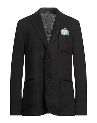 DANIELE ALESSANDRINI HOMME Blazer Black 55% Linen, 45% Viscose