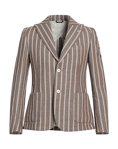 GREY DANIELE ALESSANDRINI Blazer Khaki 50% Linen, 30% Cotton, 20% Polyester