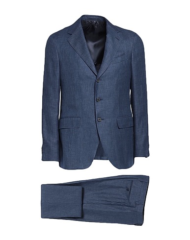 CARUSO Suits Navy blue 49% Wool, 42% Linen, 9% Silk