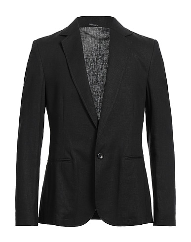 DANIELE ALESSANDRINI HOMME Blazer Black 55% Linen, 45% Viscose