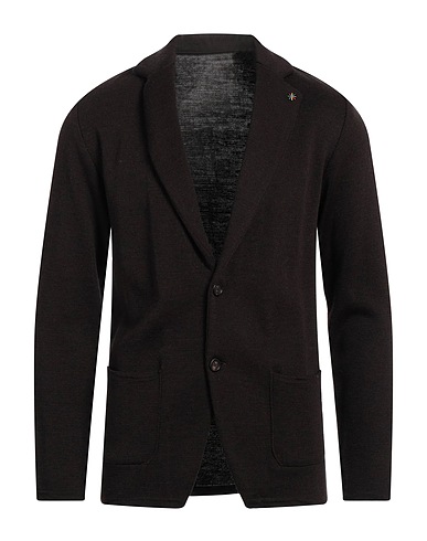 MANUEL RITZ Blazer Dark brown 70% Acrylic, 30% Virgin Wool