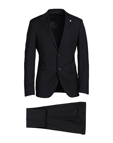 LUIGI BIANCHI Mantova Suits Black 99% Virgin Wool, 1% Elastane, Acetate, Viscose