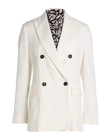 BRUNELLO CUCINELLI Blazer Ivory 65% Linen, 34% Cotton, 1% Elastane, Silk, Ecobrass