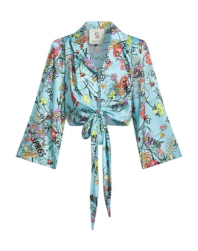5 PROGRESS Floral shirts & blouses Sky blue 100% Polyester