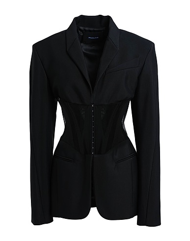 MUGLER Blazer Black 76% Viscose, 24% Virgin Wool, Polyamide, Elastane