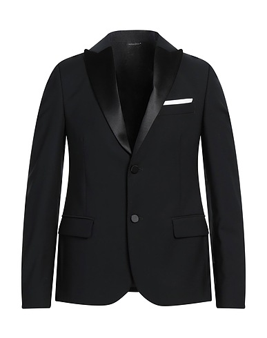 GREY DANIELE ALESSANDRINI Blazer Black 69% Polyester, 29% Viscose, 2% Elastane