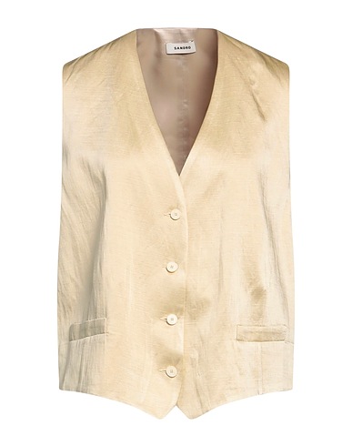 SANDRO Waistcoat Beige 52% Viscose, 48% Linen