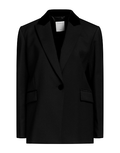 SANDRO Jackett Schwarz 54% Polyester, 44% Wolle, 2% Elastan, Viskose, Seide