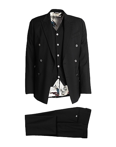 DOLCE&GABBANA Suits Black 97% Virgin Wool, 2% Polyamide, 1% Elastane