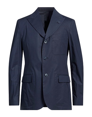 LARDINI Blazer Navy blue 97% Cotton, 3% Elastane