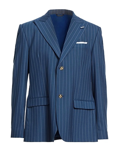 GREY DANIELE ALESSANDRINI Blazer Blue 62% Polyester, 35% Viscose, 3% Elastane