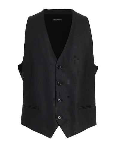 EMPORIO ARMANI Suit vest Black 78% Virgin Wool, 20% Silk, 2% Elastane