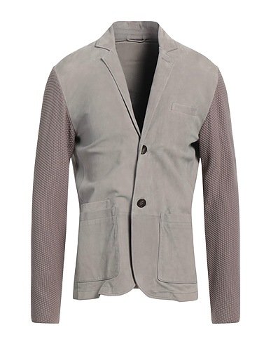 EMPORIO ARMANI Blazer Light grey 100% Goat skin, Cotton