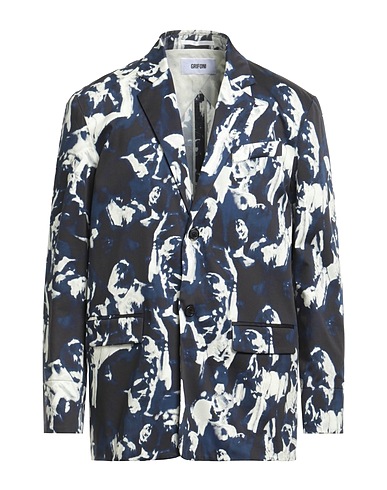 GRIFONI Blazer Navy blue 97% Cotton, 3% Elastane