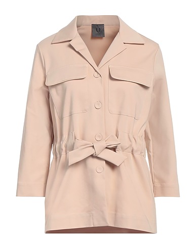 OBLÒ® UNIQUE Full-length jacket Beige 62% Cotton, 33% Polyester, 5% Elastane