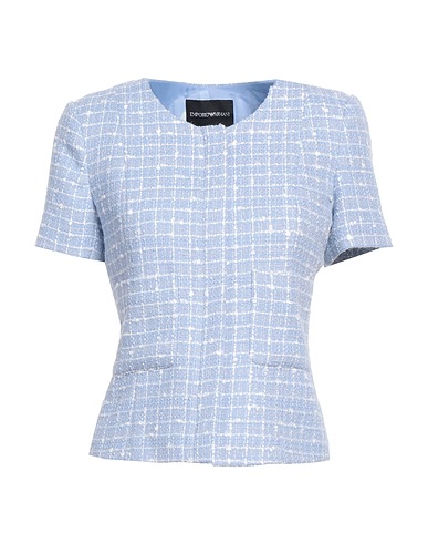 EMPORIO ARMANI Jacket Sky blue 58% Polyester, 17% Wool, 12% Acrylic, 8% Polyamide, 5% Cotton
