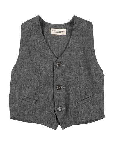 PAOLO PECORA Waistcoat Grey 55% Polyester, 32% Cotton, 12% Viscose, 1% Elastane