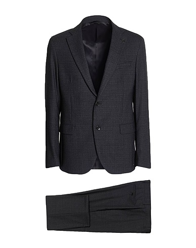 PAOLONI Suits Black 60% Wool, 38% Polyester, 2% Elastane