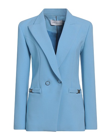 SIMONA CORSELLINI Blazer Sky blue 63% Polyester, 27% Viscose, 7% Cotton, 3% Elastane