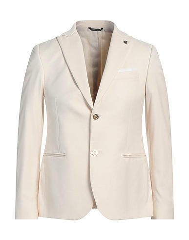 GREY DANIELE ALESSANDRINI Blazer Cream 63% Polyester, 34% Viscose, 3% Elastane