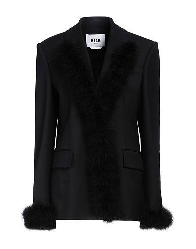 MSGM Jackett Schwarz 97% Schurwolle, 3% Elastan, Truthahnfedern