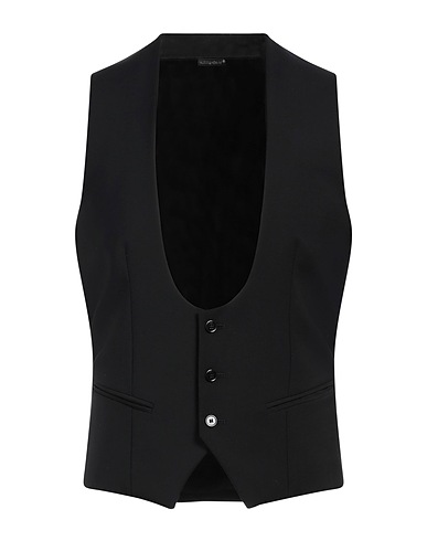 GREY DANIELE ALESSANDRINI Waistcoat Black 70% Polyester, 28% Viscose, 2% Elastane