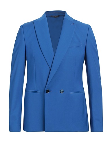 GREY DANIELE ALESSANDRINI Blazer Blue 70% Polyester, 28% Viscose, 2% Elastane