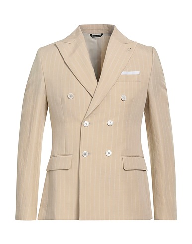 GREY DANIELE ALESSANDRINI Blazer Beige 55% Linen, 45% Viscose
