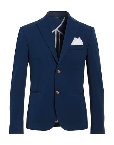 GREY DANIELE ALESSANDRINI Blazer Navy blue 52% Cotton, 40% Polyamide, 8% Elastane