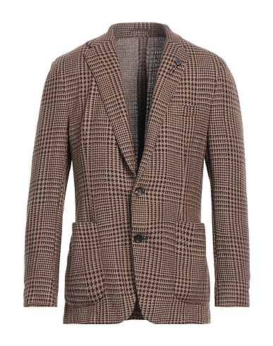 LARDINI Blazer Khaki 48% Wool, 25% Silk, 17% Linen, 10% Cotton, Polyester