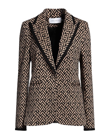 SIMONA CORSELLINI Blazer Beige 67% Polyester, 30% Viscose, 3% Elastane, Polyamide