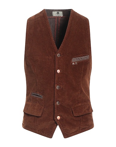 GARRY'S EARTH Suit vest Brown 98% Cotton, 2% Elastane