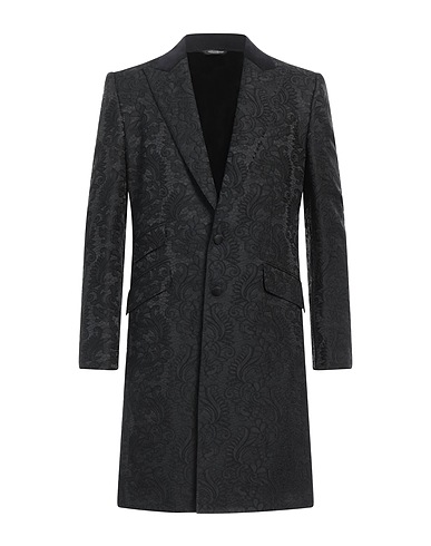 DOLCE&GABBANA Full-length jacket Black 54% Acetate, 40% Polyester, 3% Cotton, 3% Polyamide
