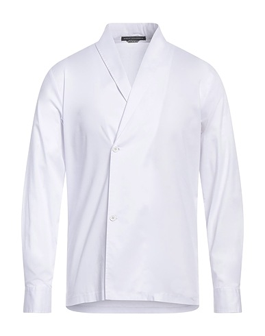 DANIELE ALESSANDRINI Solid colour shirt White 97% Cotton, 3% Elastane