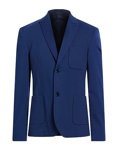 GREY DANIELE ALESSANDRINI Blazer BLU 52% Cotton, 40% Polyamide, 8% Elastane