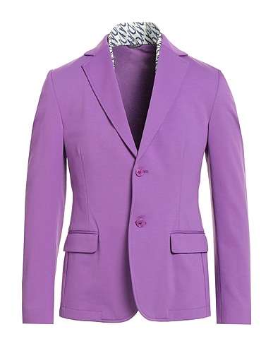GREY DANIELE ALESSANDRINI Blazer Purple 52% Cotton, 40% Polyamide, 8% Elastane, Polyester