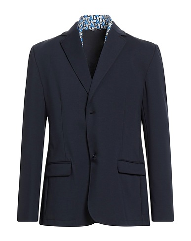 GREY DANIELE ALESSANDRINI Blazer Navy blue 52% Cotton, 40% Polyamide, 8% Elastane, Polyester