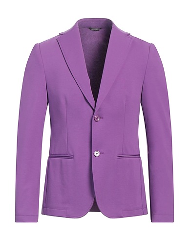 GREY DANIELE ALESSANDRINI Blazer Purple 52% Cotton, 40% Polyamide, 8% Elastane
